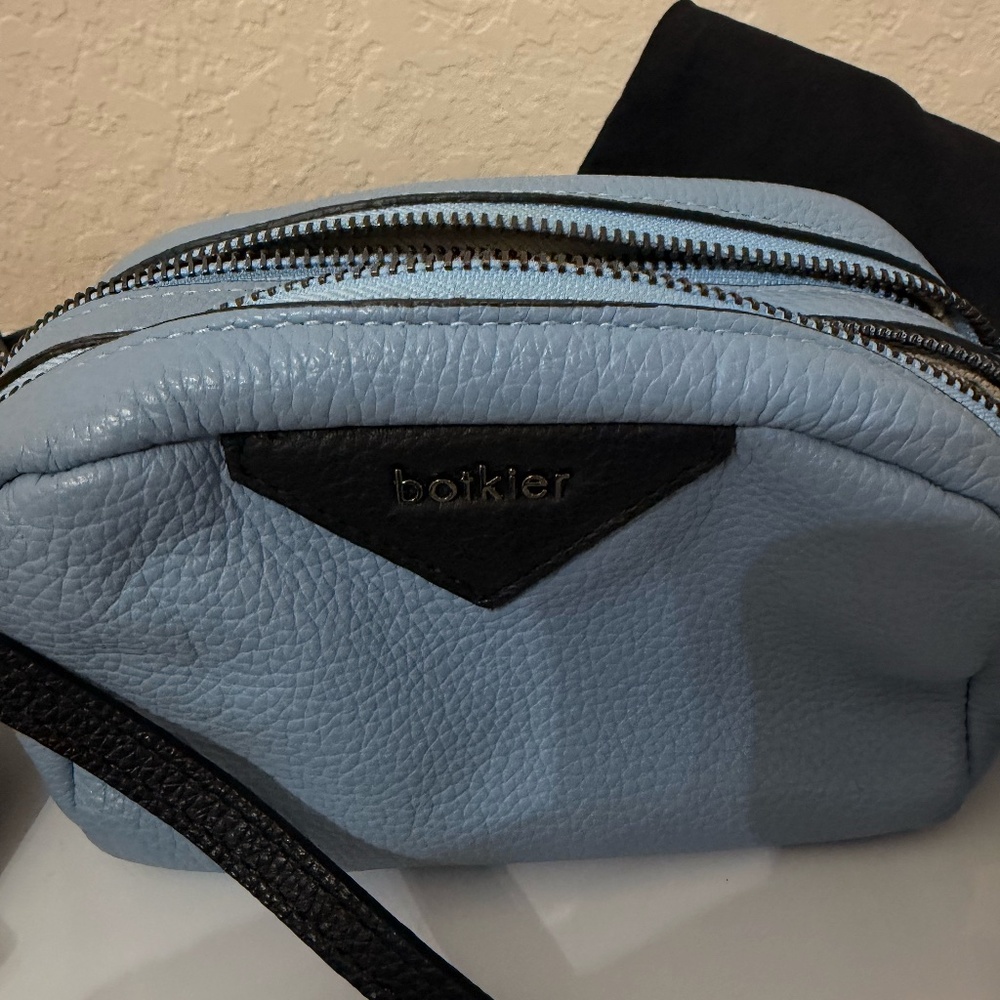 Botkier Bedford Leather Crossbody Bag 2 Adjustable Straps - Blue